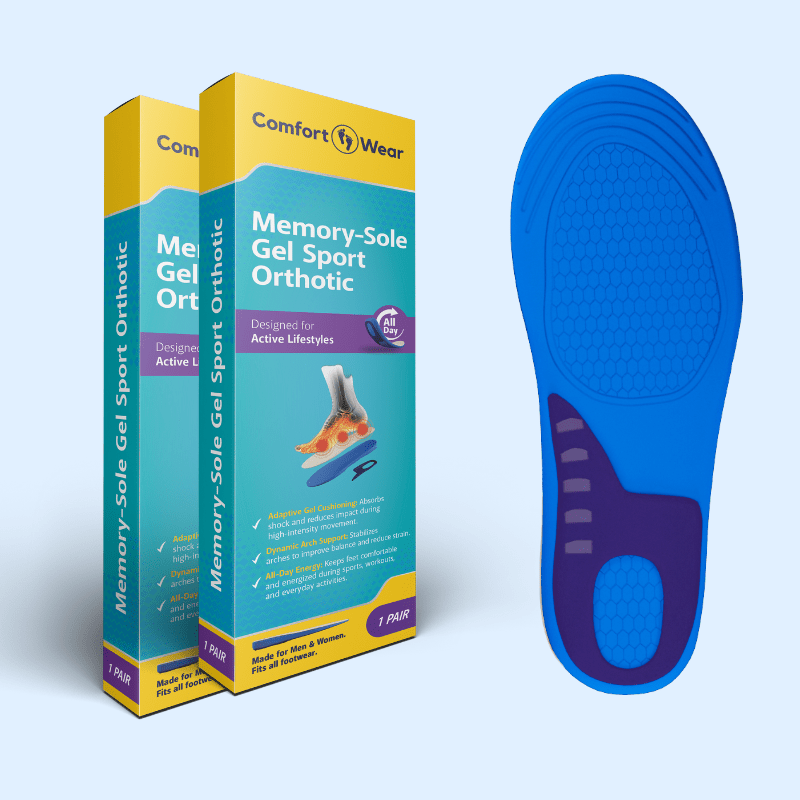 Lot de 2 Memory-Sole Gel Sport Orthotic