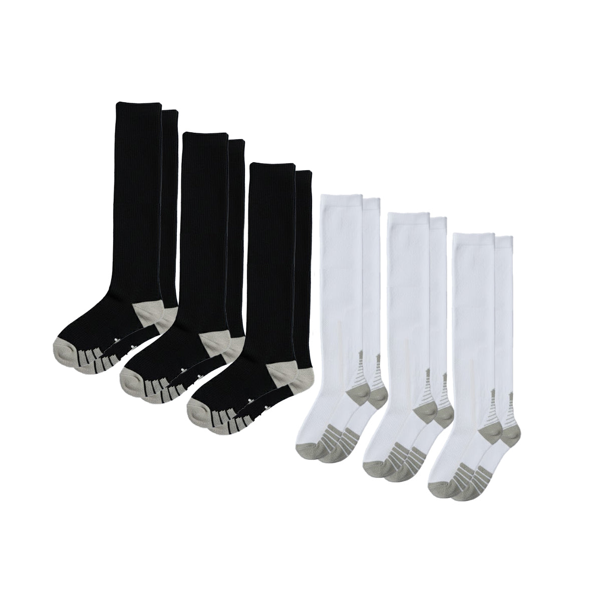 Lot de 6 Black & Lot de chaussettes de compression (blanc)