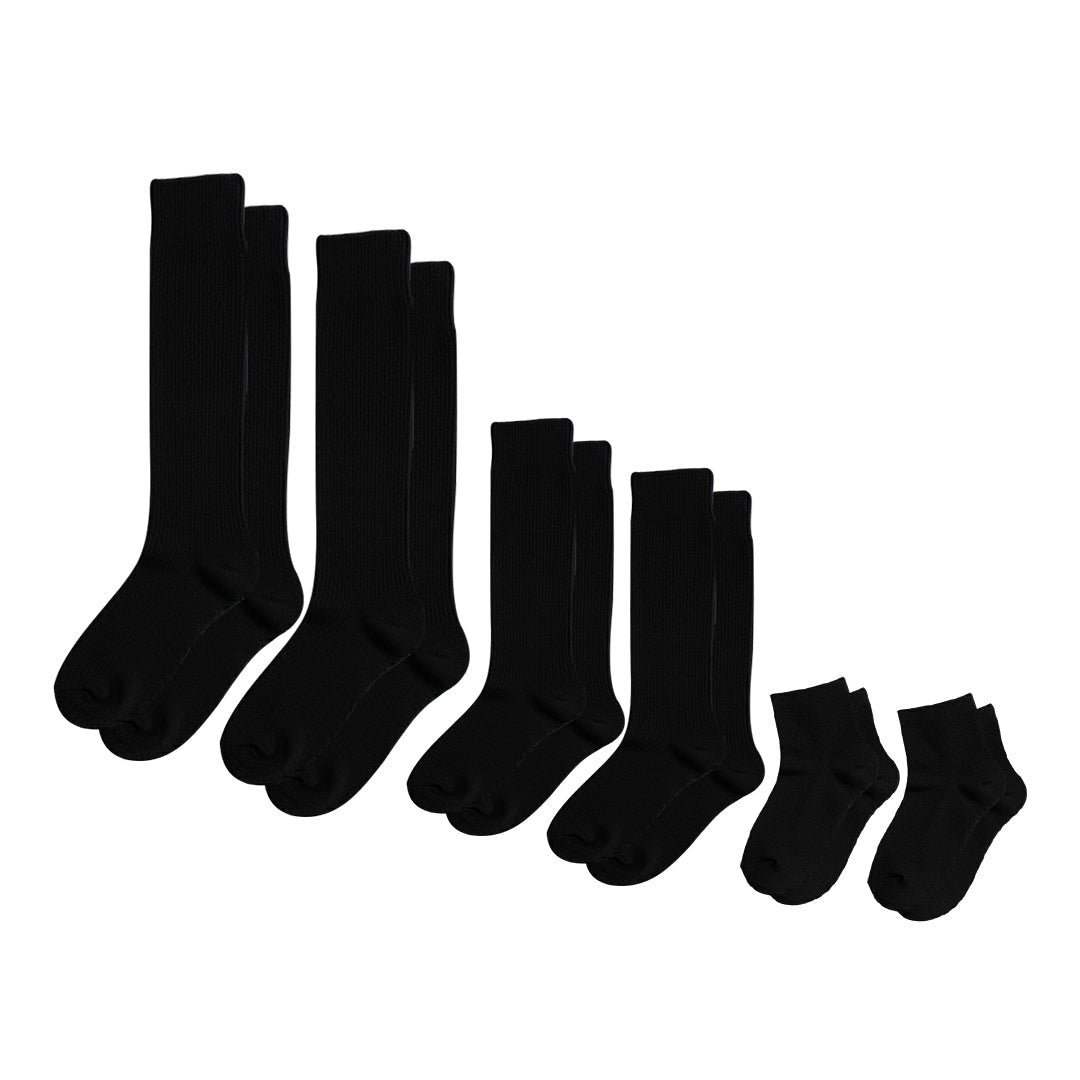 Lot de 3 Chaussettes rembourrées ultra extensibles - Noir (Genou, Crew, Cheville)