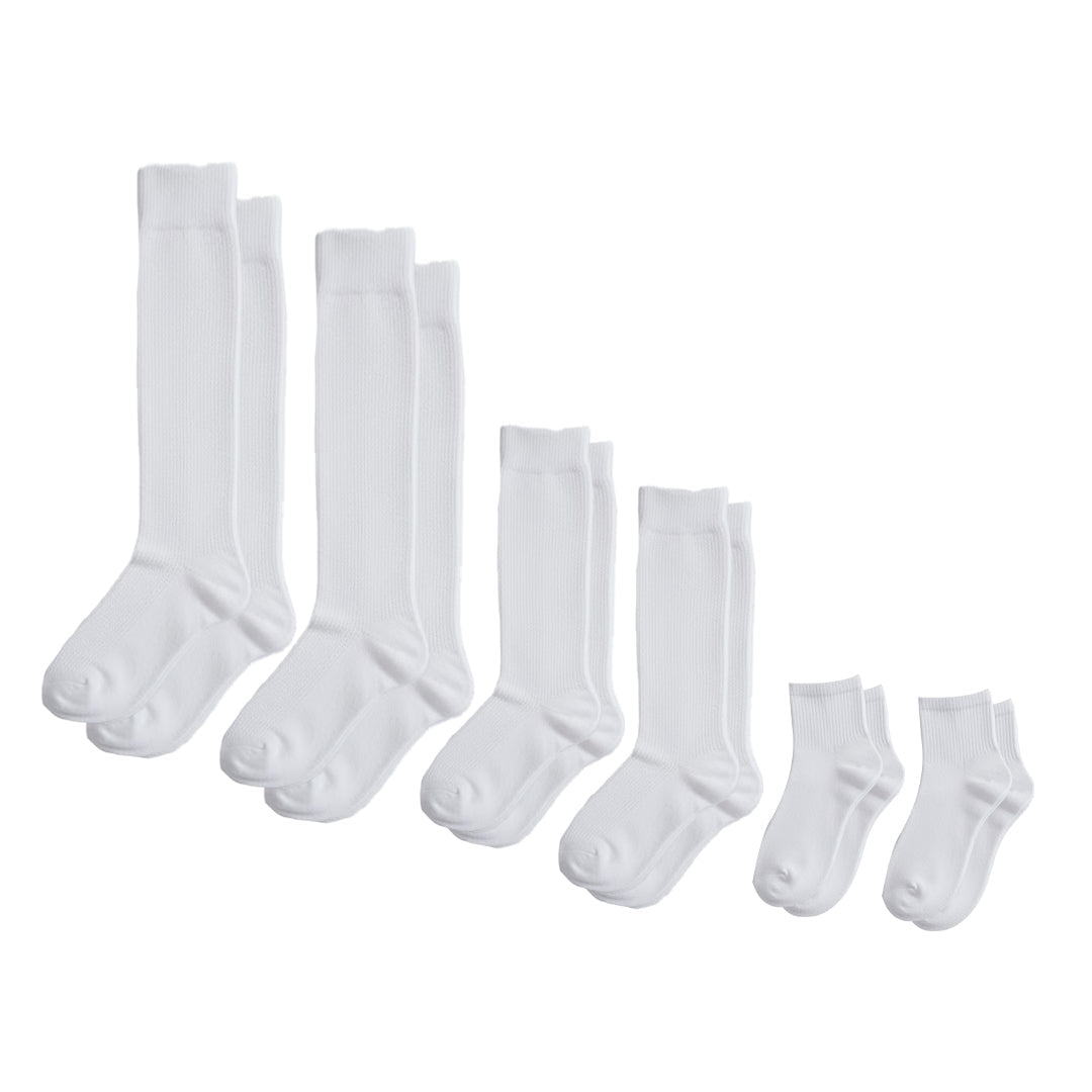 Lot de 3 Chaussettes rembourrées ultra extensibles - Blanc (Genou, Crew, Cheville)