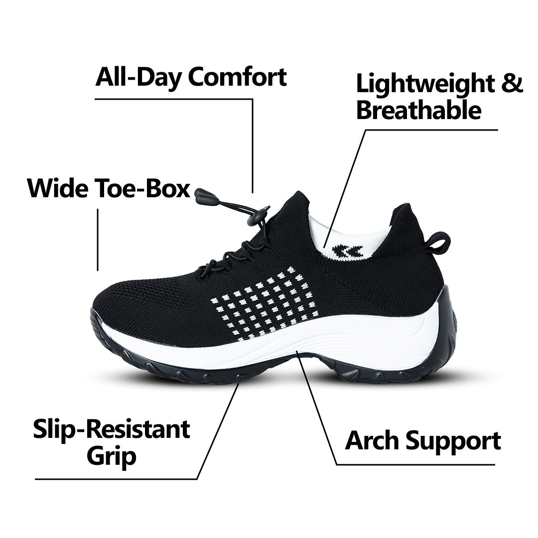Ortho Chaussures extensibles et amorties - Noir/Blanc