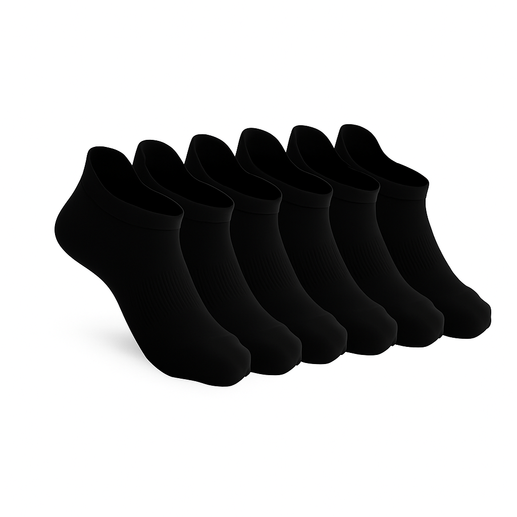 Lot de 6 Padded Stretch Diabetic Ankle Chaussettes - Noir