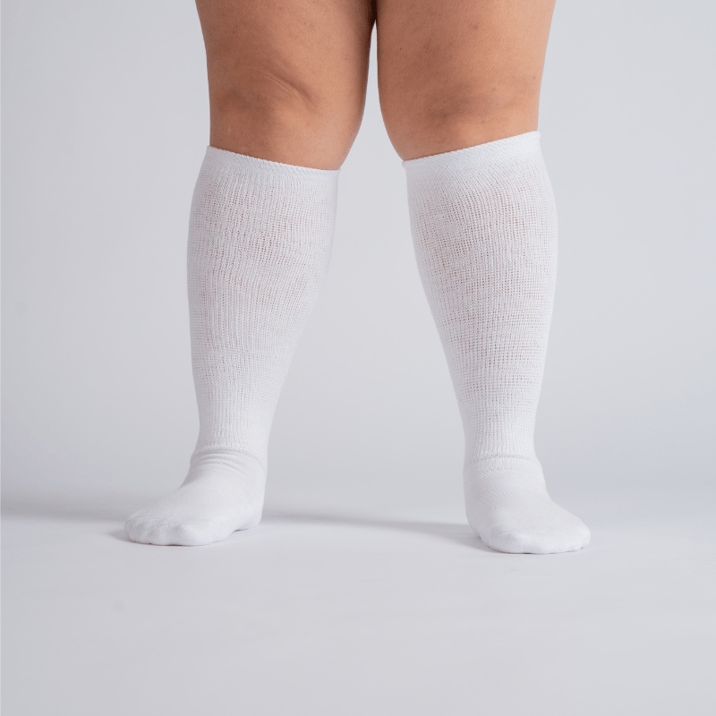 Padded Extra-Stretch Knee Chaussettes - Blanc