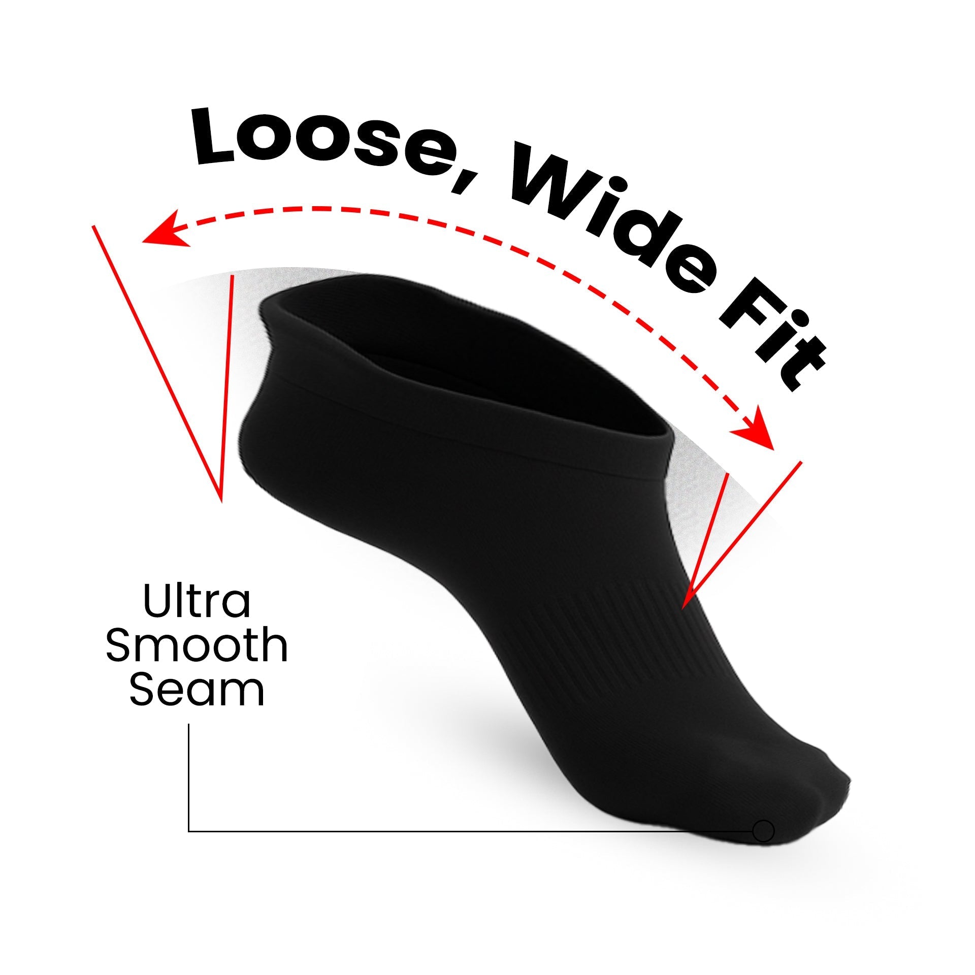 Lot de 6 Padded Stretch Diabetic Ankle Chaussettes - Noir