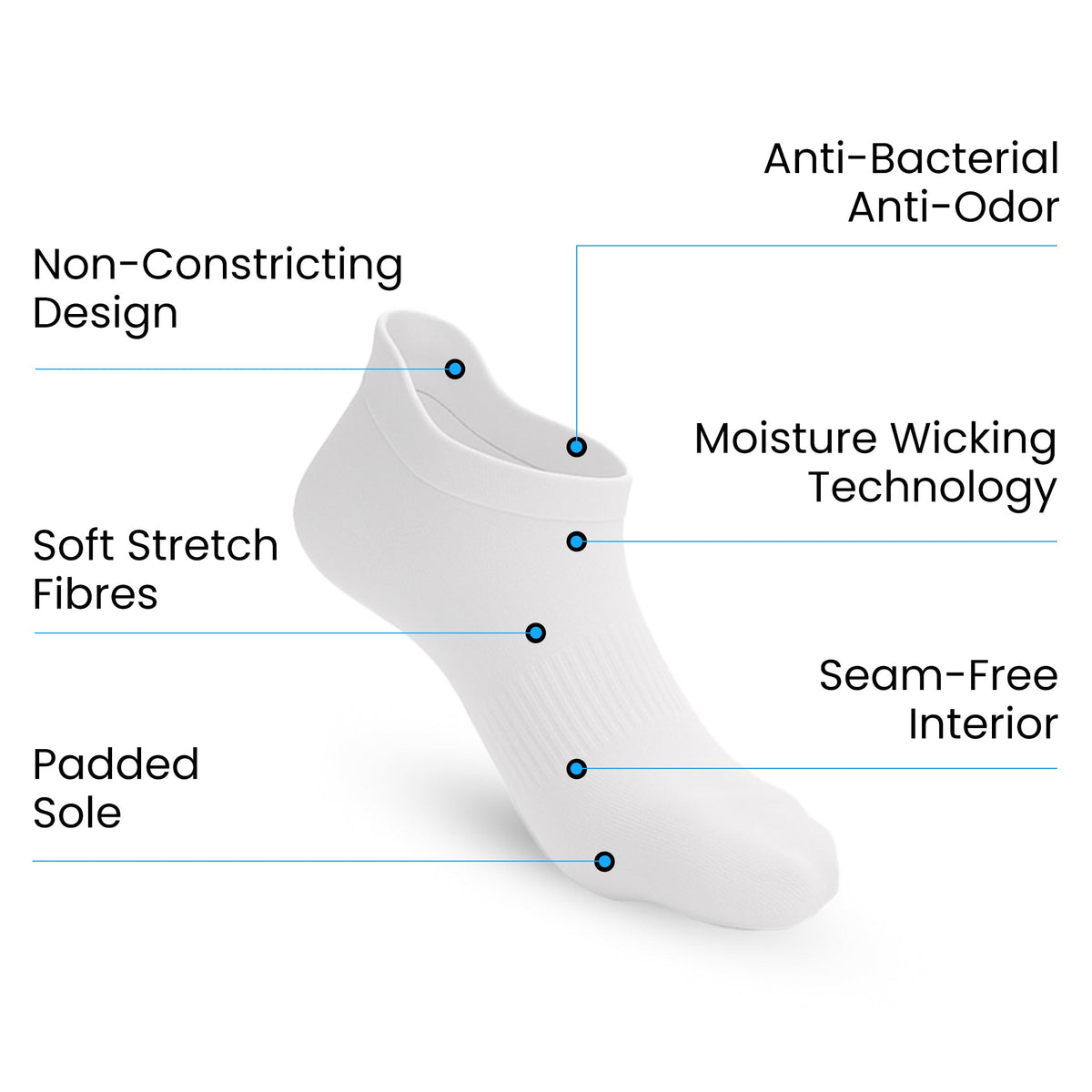 Lot de 3 Padded Extra-Stretch Ankle Chaussettes - Blanc