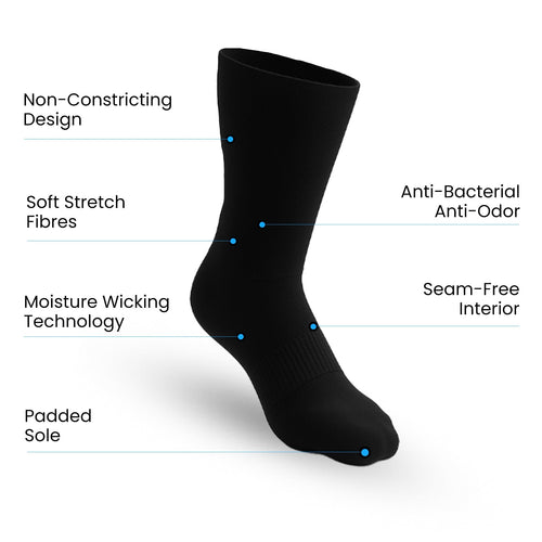 Chaussettes crew rembourrées ultra extensibles - Noir