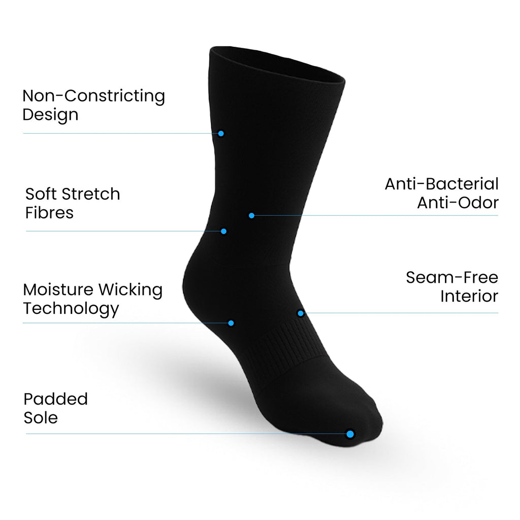 Lot de 10 Chaussettes crew rembourrées ultra extensibles - Noir