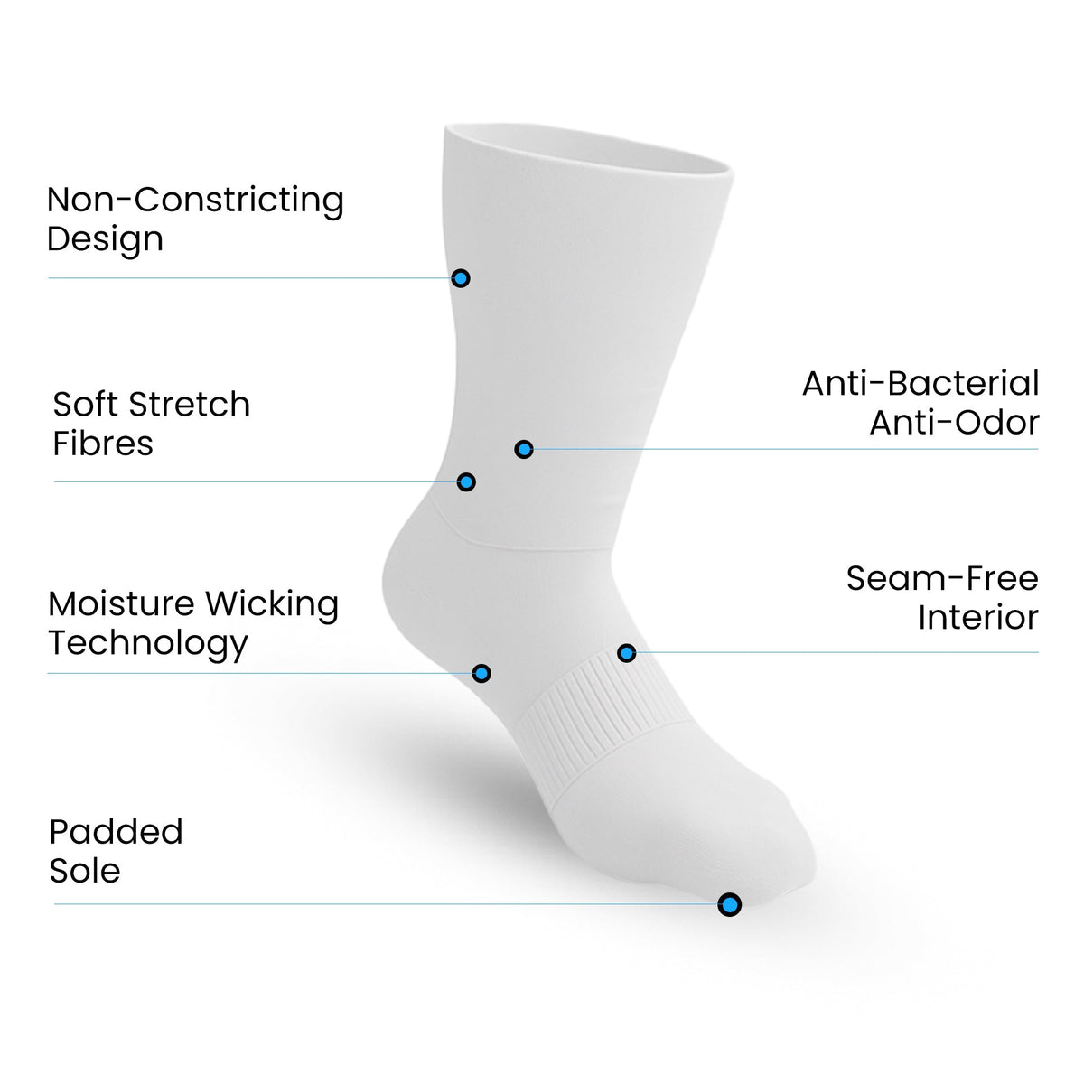 Chaussettes crew rembourrées ultra extensibles - Blanc