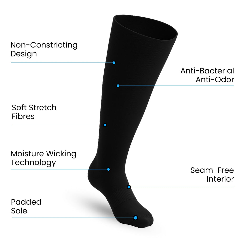 Padded Extra-Stretch Knee Chaussettes - Noir