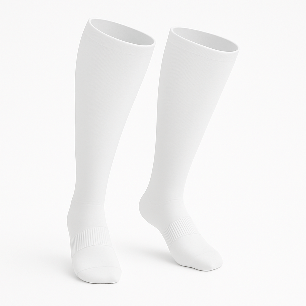 Padded Extra-Stretch Knee Chaussettes - Blanc